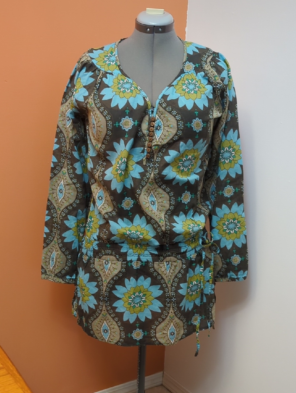 Floral-Print Long Sleeve Tunic Top / Dress